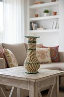 Vase décoratif artisanal en fibres naturelles, écologique et élégant, du marché SSD, provenant d'Orissa