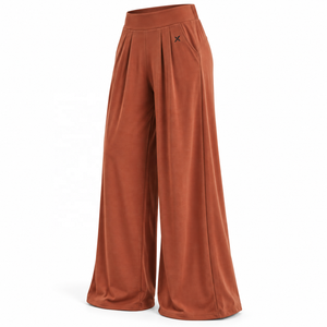 Pantalons de loisirs à jambes larges et palazzo pour femmes |   Vert Bleu Kaki Noir Brun |   Fabricant de vêtements de sport |   OEM ODM |   Logo personnalisé | - Product Image 3