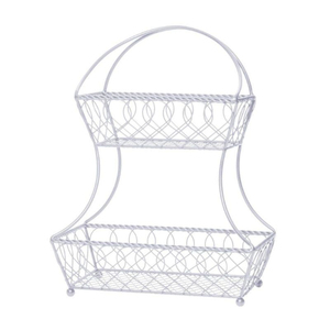 Handicrafts 2 Tier Metal <b>Storage</b> Basket Round Black Wire Basket Stand for Kitchen Sundries Display Decorative <b>Storage</b> Basket - Product Image 3