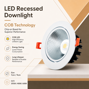 ไฟดาวน์ไลท์แบบฝังฝ้าเพดาน อลูมิเนียมหล่อขึ้นรูปคุณภาพสูง พร้อมหลอด LED SMD แบบ COB ความลึก 7 ซม. - Product Image 2