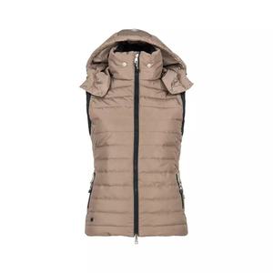 Chaleco Acolchado Sin Mangas para Mujer con Capucha de Piel Sintética, Diseño Acolchado Azul Oscuro, Cierre de Botones Delanteros, Bolsillos Laterales con Cremallera - Product Image 2