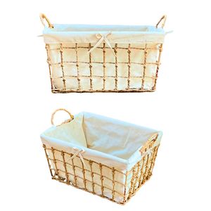 High-Quality Natural Water Hyacinth Seagrass Rattan Bamboo <b>STORAGE</b> BASKET with Metal Frame Cotton Liner Decorative <b>Storage</b> <b>Bin</b> - Product Image 1