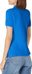 Polo à manches courtes pour femme, bleu uni, décontracté, tricoté, 100% polyester, coupe classique - Product Image 6