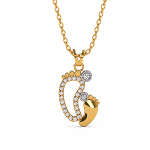 Collier pendentif empreinte de bébé en diamant de laboratoire pour femme, or 10K 14K 18K et argent 925 935, bijoux fins - Product Image 4