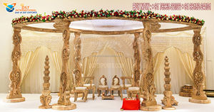คุณภาพสูง Golden Delizio Mandap ฉากหลังสำหรับพิธีแต่งงานการออกแบบมหาราชาได้รับความนิยมในรูปทรงกลมมีเสาที่สง่างามสหรัฐอเมริกา - Product Image 2