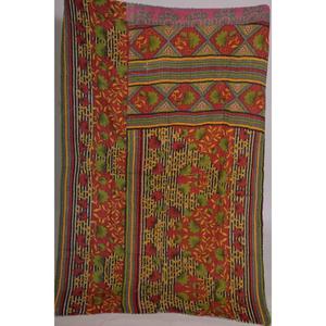 Handmade <b>Indian</b> Floral Kantha Quilt Boho Vintage Cotton Reversible <b>Throw</b> Blanket Bedspread Chic Decor - Product Image 1