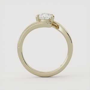 Pear Cut Diamond Engagement <b>Ring</b> Lab Grown Bypass Shank 14k 18K Solid Gold Minimalist Solitaire Luxury Wedding Bands Manufacture - Product Image 3