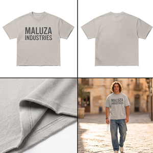 Street Fashion <b>Boxy</b> <b>T</b>-<b>Shirt</b> Men Heavyweight Woven Front Custom Brand Logo Print Oversized Casual - Product Image 4