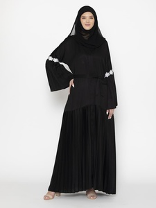 Abaya noire pour femme, longue, coupe ample, manches longues, à capuche, style Moyen-Orient, en polyester, pour usage quotidien - Product Image 5