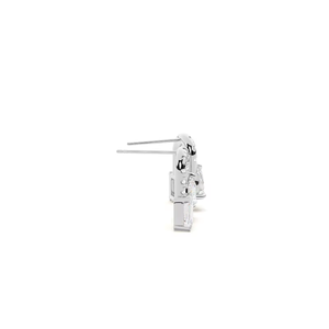 Nouvelles boucles d'oreilles simples en or 14 carats, diamants de laboratoire de couleur DEF, clarté VS VVS, en forme de poire et d'émeraude, Toi et Moi, pour fille - Product Image 4
