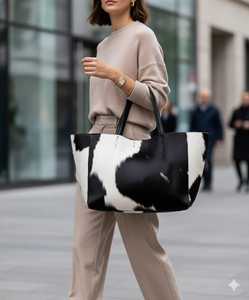 Sac fourre-tout en cuir véritable de qualité supérieure pour femme, avec fourrure, style estival, design de créateur, fermeture ouverte, usage quotidien LHTB-0052 - Product Image 2