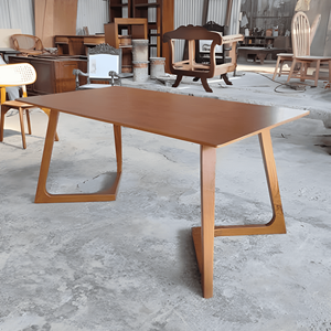 Ensemble de salle à manger moderne en bois, table rectangulaire et chaises, mobilier de cuisine contemporain pour la maison et l'hôtel - Product Image 4