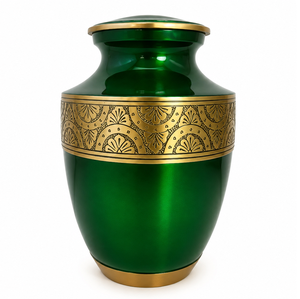 Urna Funeraria de Esmalte Personalizable Estilo Americano en Color Marrón Plateado con Adhesivo para Foto Conmemorativa para Cenizas Humanas - Product Image 4