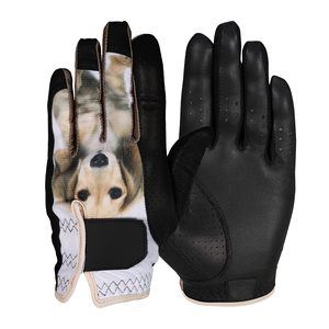 Guantes de Golf SAAR INDUSTRIES con Estampado de Cachorro Adorable, Palma de Cuero Negro, Cierre de Gancho y Bucle, Dedos Completos, Parte Trasera Elástica, Punta Táctil - Product Image 4