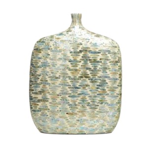 Vase de luxe en nacre à bord doré, élégant vase à fleurs incrusté de nacre pour cadeau de pendaison de crémaillère ou cadeau d'entreprise - Product Image 5