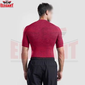 Rashguard à manches courtes pour hommes, vêtements de fitness, de gym et de course, avec logo personnalisé, qualité supérieure, prix de gros, pour adultes - Product Image 4