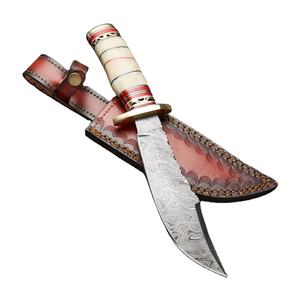 Cuchillo Bowie Táctico de Acero Inoxidable de Damasco Forjado a Mano, de Alta Durabilidad, con Mango Exótico Grande y Color Personalizado - Product Image 1