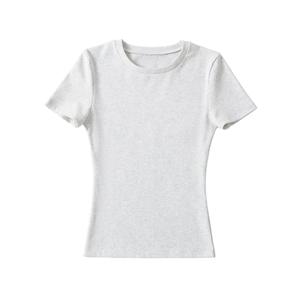 T-shirt de sport pour femme à col rond et manches courtes, doux, uni, extensible, pour yoga et exercices - Product Image 5