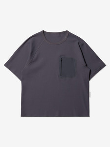 Camiseta de Manga Corta Gris para Hombre con Bolsillo con Cierre, Transpirable, de Punto, Corte Regular, Cuello Redondo, Diseño Sólido, a la Moda - Product Image 2