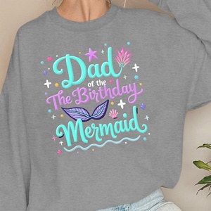 Sudaderas de punto informales con estampado de Dad of the Birthday Mermaid para mujer - Product Image 3
