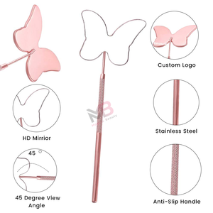 Espejo para Pestañas Color Oro Rosa 2026, Espejos para Pestañas Profesionales Hechos a Medida, Espejo para Pestañas con Logotipo Personalizado, Forma de Mariposa - Product Image 2