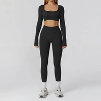 Conjunto de Yoga Morado de 2 Piezas, Cuello Cuadrado, Sin Mangas, Pantalones Cortos de Cintura Alta, Elástico en Cuatro Direcciones, Sólido, Ecológico, Transpirable, Ropa Deportiva