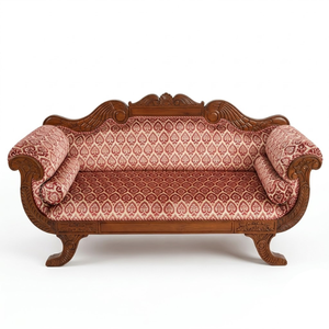 Furniture <b>Sofa</b> <b>Beds</b> Made Of Solid Teak Wood With Beautiful Carvings And Thick Foam And Smooth Fabric Modern And Stylish Design - Product Image 3