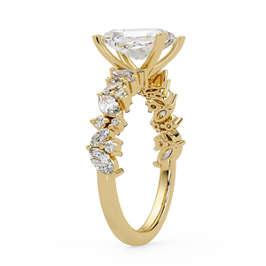 Conjunto de anillos de boda clásicos de oro de 14 quilates con diamantes cultivados en laboratorio de corte radiante, con anillos marquise y redondos en racimo para mujer, joyería nupcial. - Product Image 3