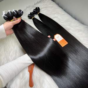 Extensiones de Cabello Humano Natural Negro de Alta Calidad, Cabello Vietnamita con Doble Trama a Máquina, Ondulado Liso Sedoso con Cutícula Alineada - Product Image 2