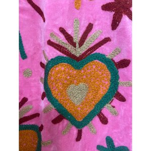 Pink Embroidered Knitted Velvet Cotton Jacket <b>Women</b> Mandarin Collar Full Sleeve Autumn Floral Pattern Open Front <b>Coat</b> - Product Image 4