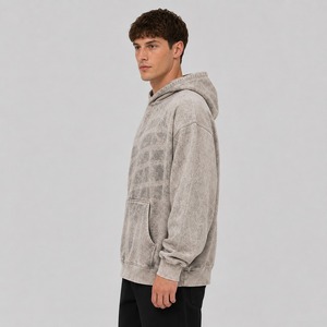 Sweat à capuche en molleton pour homme de haute qualité, avec logo personnalisé imprimé, effet délavé, 100% coton, respirant, écologique, séchage rapide - Product Image 2