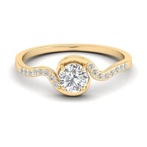 Bagues de fiançailles REYES personnalisées en argent sterling 925 avec moissanite taille ronde 0,58 carat, or blanc 14 carats, cadeau d'anniversaire, bijoux - Product Image 1