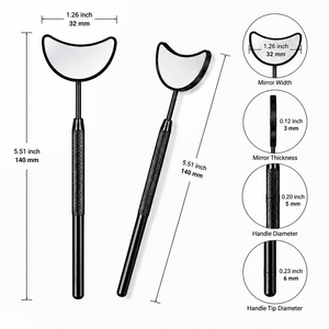 Handheld Pocket <b>Makeup</b> <b>Mirror</b> 3X <b>Magnifying</b> Single Side Moon Shape Stainless Steel Frame Black Handle - Product Image 5
