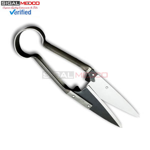 Silver 12 1/2 Inch Carbon Steel Classic Style Handheld <b>Sheep</b> <b>Shears</b> 5 1/8 Inch Bypass Blade Leather Handle Veterinary Syringes - Product Image 3