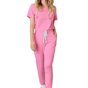 V Neck Women Medical <b>Scrubs</b> Uniform Set <b>Top</b> & Pants with Multi Pockets Nurse Hospital Workwear Customized Design Supplier - Product Image 1
