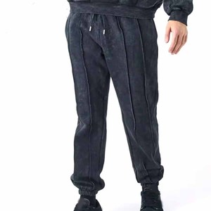 High Quality Winter Solid Cotton Oversized Distressed Embroidery Long Unisex Acid Wash Tracksuit Available For Online Sale - Product Image 2