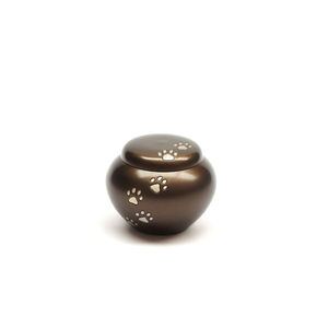 Top Quality Solid Brass Pet Cremation Urn Dark Gray Pewter Finish Dog Cat <b>Ashes</b> Holder With Silver Paw Print Design Pet Memorial - Product Image 3