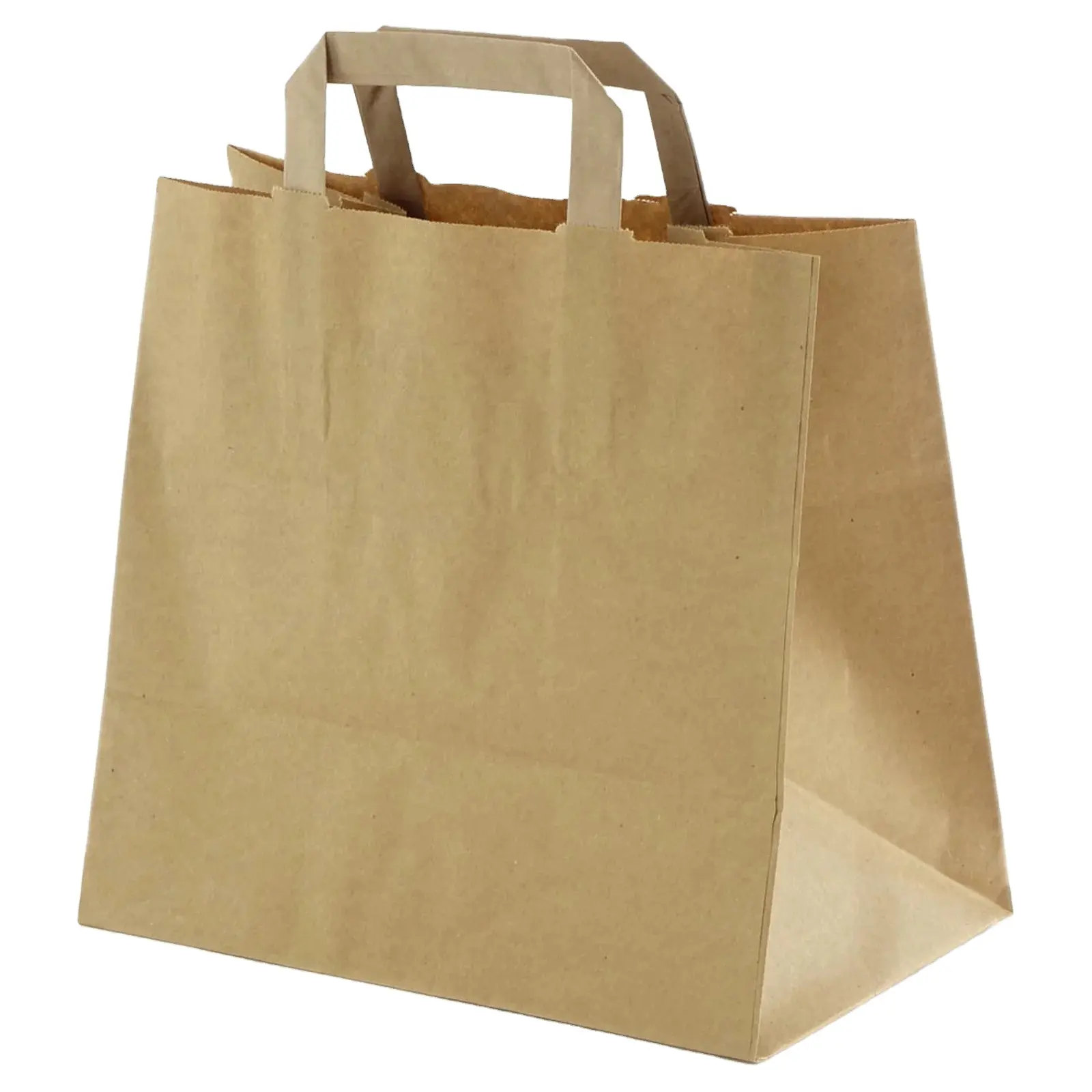 가장 큰 통관 일 맞춤형 인쇄 로고 캐리어 크래프트 종이 가방 레스토랑 음식 배달 포장 친환경 소재
