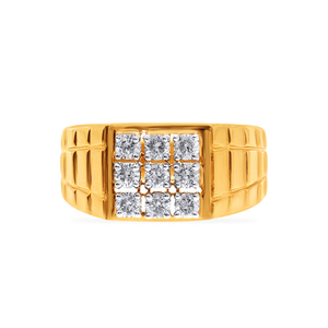 Emblem of Eternity <b>Men</b> Diamond <b>Ring</b> Premium <b>Men's</b> 18K Gold Plated Diamond Cluster Statement <b>Ring</b> with Round Brilliant Cut Stones - Product Image 3