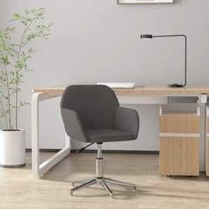 Chaise de bureau en tissu gris foncé 100% polyester Construction en contreplaqué métallique - Product Image 1