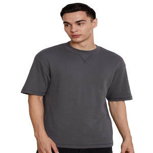 T-shirt unisexe surdimensionné confortable pour homme en tissu vintage délavé à l'acide, de haute qualité, couleur unie, logo personnalisé - Product Image 4