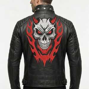 Chaqueta de Cuero para Hombre de Diseño Moderno Juvenil Estilo Americano, Chaqueta de Cuero de Lujo de Alta Calidad con Diseño Personalizado y Bordado a Medida - Product Image 1