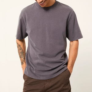 Camiseta de hombre vintage lavada, de corte holgado, hombros caídos, oversize, casual, cuello redondo, de algodón suave, transpirable, estilo urbano, manga corta - Product Image 1