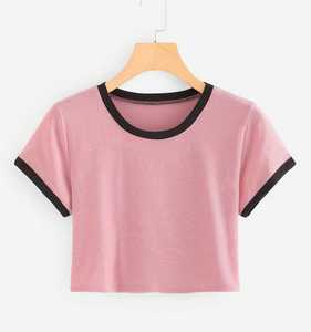 Nouveau T-shirt court à manches courtes de qualité supérieure, couleur unie, look élégant, meilleure arrivée, pour femme - Product Image 5