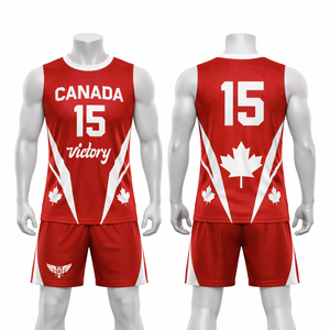 Conjunto de Uniforme de Voleibol Estilo Canadiense Personalizado, Jersey sin Mangas con Estampado por Sublimación y Pantalones Cortos de Secado Rápido, Ropa Deportiva para Equipos - Product Image 1