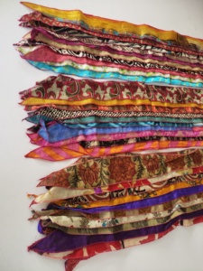 Ethnic Geometric Printed Multi color Silk Scarf Square Shape Multi-Functional Fashion for Women All Seasons - Product Image 2