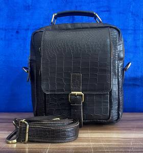RABADA LM67 Vintage Leather <b>Men's</b> <b>Messenger</b> <b>Bag</b> Alligator Pattern Buckle Closure Durable Daily Use Travel Large Size - Product Image 1