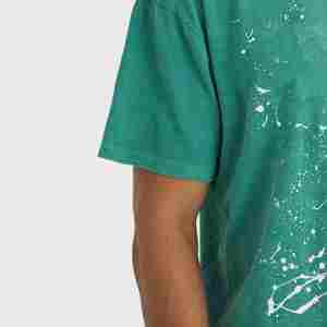 T-Shirt vert à imprimé éclaboussures de peinture pour hommes, Streetwear tendance, imprimé artistique blanc, haut décontracté à manches courtes en coton, nouvelle collection - Product Image 6