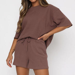 Conjunto Casual de Dos Piezas para Mujer, Primavera, Nuevo, Corte Regular, Camiseta y Pantalones Cortos, Tejido de Punto Grueso, para Gimnasio - Product Image 4