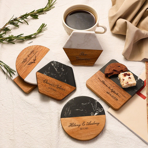 Natural Marble Wooden Modern <b>Square</b> Coaster Set Eco-Friendly 10mm Thick for Tea <b>Coffee</b> Wine Glass Cup Holder Home Office - Product Image 5